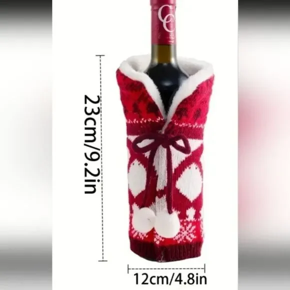 CUTE CozyFestive Quality Holiday Bottle Cover‎ Sleeve, SET of 2! Great Gifts.NEW - Picture 2 of 7